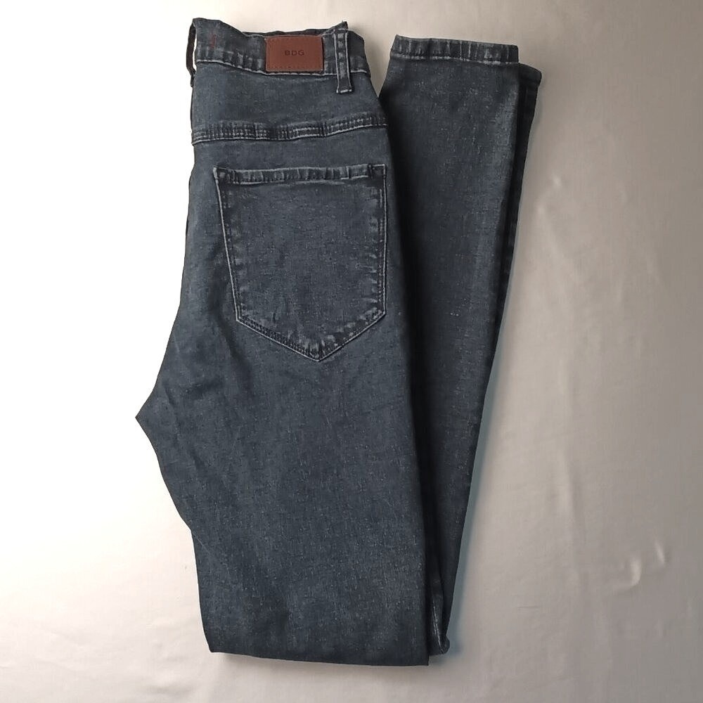 BDG Womens High Rise Western Yoke Skinny Jeans Size 4/27 Dark Acid Wash Blue